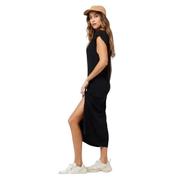 NWT! L*Space Robyn Ribbed Black Midi Stretchy Tank Dress - Size Small - Picture 2 of 11